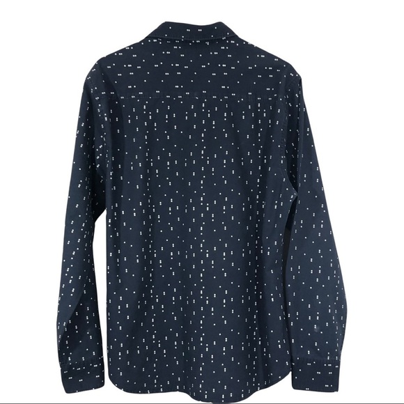 CARBON -HANDSOME BUTTON DOWN SHIRT.  NAVY BLUE & SMALL WHITE SQUARES DESIGN - B9 - Picture 3 of 9